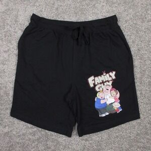 Family Guy Shorts Mens Medium Black Solid Sweat TV Show Peter Griffin